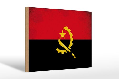 Holzschild Flagge Angola 30x20cm Flag of Angola Vintage