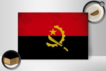 Panneau en bois drapeau Angola 30x20cm Drapeau de l'Angola Vintage 2