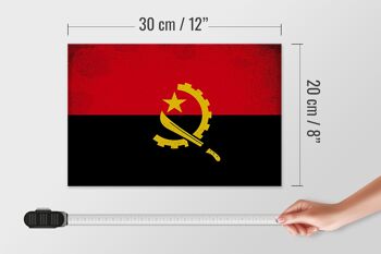 Panneau en bois drapeau Angola 30x20cm Drapeau de l'Angola Vintage 4