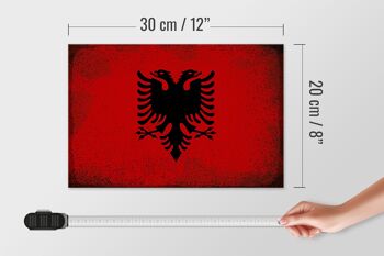 Drapeau en bois Albanie 30x20cm Drapeau Albanie Vintage 4