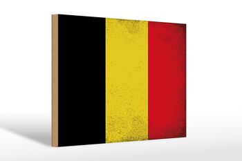 Panneau en bois drapeau Belgique 30x20cm Drapeau de la Belgique Vintage 1
