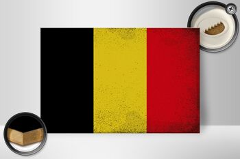 Panneau en bois drapeau Belgique 30x20cm Drapeau de la Belgique Vintage 2