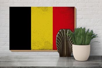 Panneau en bois drapeau Belgique 30x20cm Drapeau de la Belgique Vintage 3