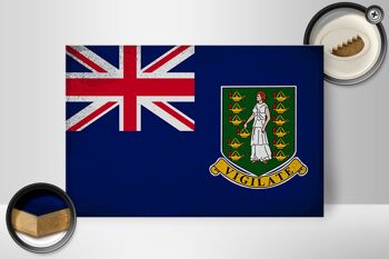 Panneau en bois drapeau Îles Vierges britanniques 30x20cm vintage 2