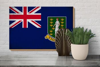 Panneau en bois drapeau Îles Vierges britanniques 30x20cm vintage 3