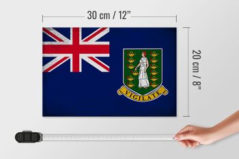 Panneau en bois drapeau Îles Vierges britanniques 30x20cm vintage 4