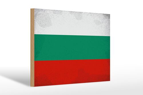 Holzschild Flagge Bulgarien 30x20cm Flag Bulgaria Vintage