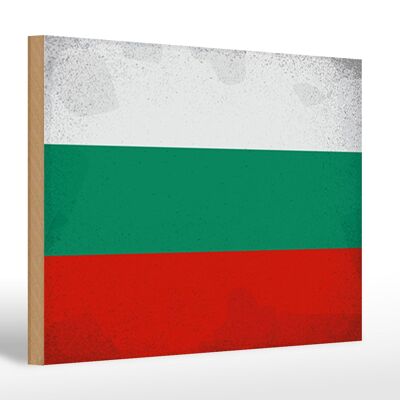 Holzschild Flagge Bulgarien 30x20cm Flag Bulgaria Vintage