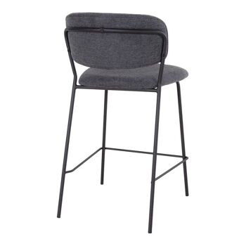 Alicante Counter Chair - Chaise de comptoir en tissu gris foncé avec pieds en métal noir HN1103 3