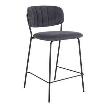 Alicante Counter Chair - Chaise de comptoir en tissu gris foncé avec pieds en métal noir HN1103 4