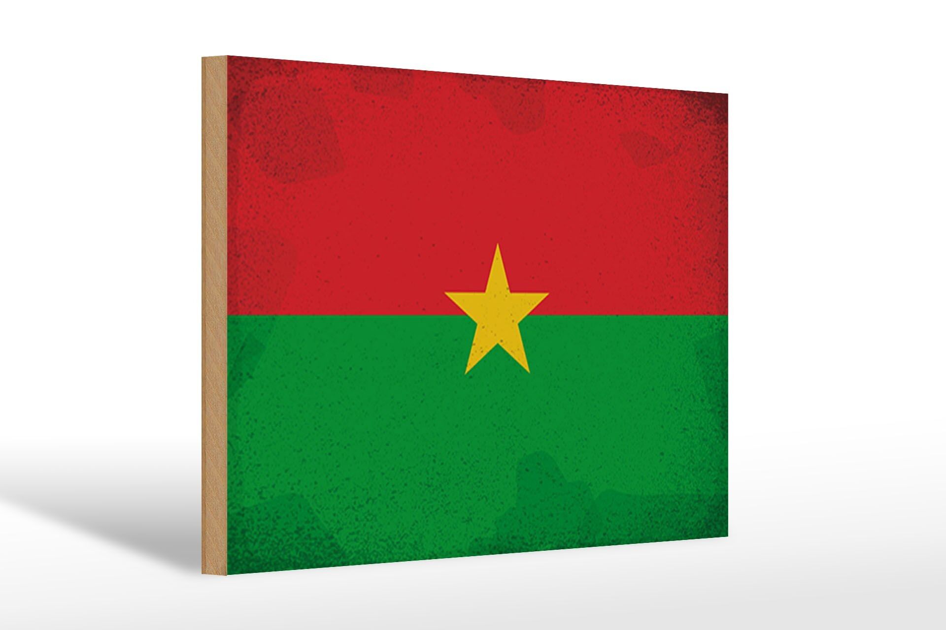 Wooden sign flag Burkina Faso 30x20cm Flag Vintage