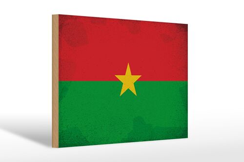 Holzschild Flagge Burkina Faso 30x20cm Flag Vintage