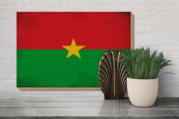 Panneau en bois drapeau Burkina Faso 30x20cm drapeau vintage 3