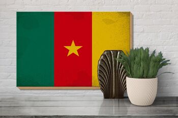 Panneau en bois drapeau Cameroun 30x20cm Drapeau du Cameroun Vintage 3