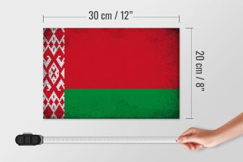 Panneau en bois drapeau Biélorussie 30x20cm Biélorussie vintage 4