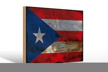 Panneau en bois drapeau Porto Rico 30x20cm Porto Rico rouille 1