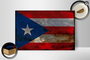 Panneau en bois drapeau Porto Rico 30x20cm Porto Rico rouille 2