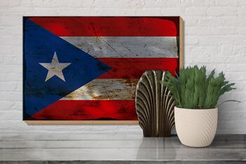 Panneau en bois drapeau Porto Rico 30x20cm Porto Rico rouille 3