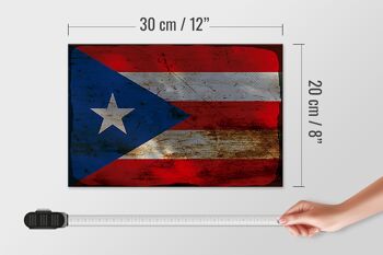 Panneau en bois drapeau Porto Rico 30x20cm Porto Rico rouille 4