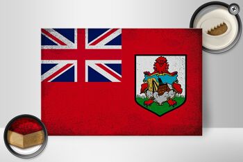 Panneau en bois drapeau Bermudes 30x20cm Drapeau des Bermudes Vintage 2