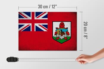 Panneau en bois drapeau Bermudes 30x20cm Drapeau des Bermudes Vintage 4