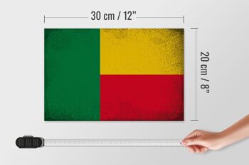 Panneau en bois drapeau Bénin 30x20cm Drapeau du Bénin Vintage 4