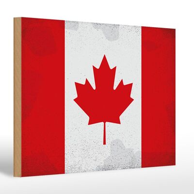 Panneau en bois drapeau Canada 30x20cm Drapeau du Canada Vintage