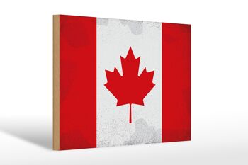 Panneau en bois drapeau Canada 30x20cm Drapeau du Canada Vintage 1