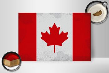 Panneau en bois drapeau Canada 30x20cm Drapeau du Canada Vintage 2
