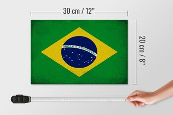 Panneau en bois drapeau Brésil 30x20cm Drapeau du Brésil Vintage 4