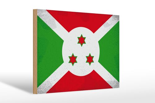 Holzschild Flagge Burundi 30x20cm Flag of Burundi Vintage