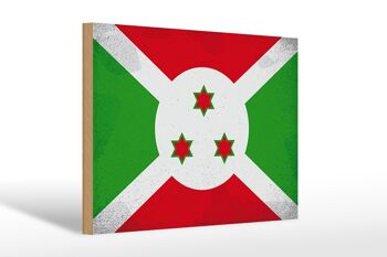 Panneau en bois drapeau Burundi 30x20cm Drapeau du Burundi Vintage 1