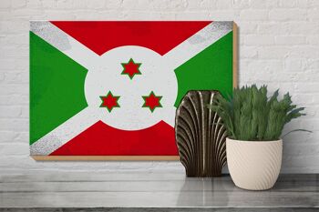 Panneau en bois drapeau Burundi 30x20cm Drapeau du Burundi Vintage 3