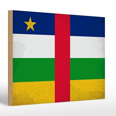 Letrero de madera bandera República Centroafricana 30x20cm VI
