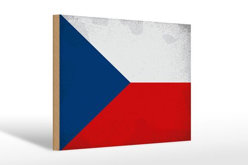 Holzschild Flagge Tschechien 30x20cm Czech Republic Vintag