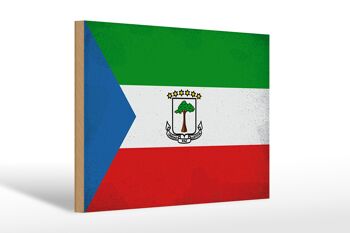 Drapeau en bois Guinée équatoriale 30x20cm, drapeau Vintage 1