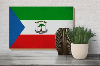 Drapeau en bois Guinée équatoriale 30x20cm, drapeau Vintage 3