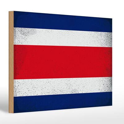 Panneau en bois drapeau Costa Rica 30x20cm Costa Rica vintage