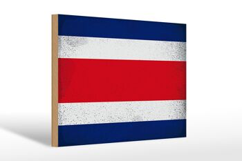 Panneau en bois drapeau Costa Rica 30x20cm Costa Rica vintage 1
