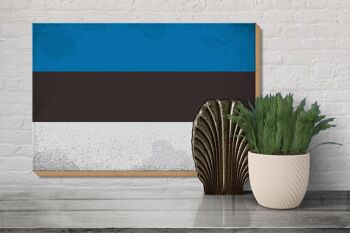 Panneau en bois drapeau Estonie 30x20cm Drapeau de l'Estonie Vintage 3