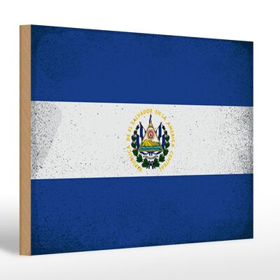 Holzschild Flagge El Salvador 30x20cm El Salvador Vintage