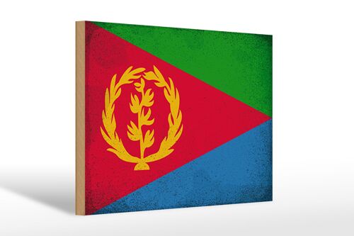 Holzschild Flagge Eritrea 30x20cm Flag of Eritrea Vintage