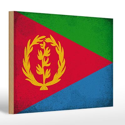 Holzschild Flagge Eritrea 30x20cm Flag of Eritrea Vintage