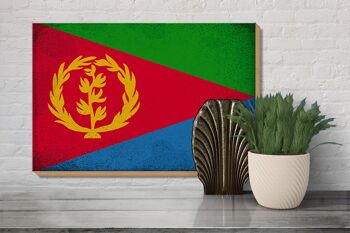Panneau en bois drapeau Érythrée 30x20cm Drapeau de l'Érythrée Vintage 3