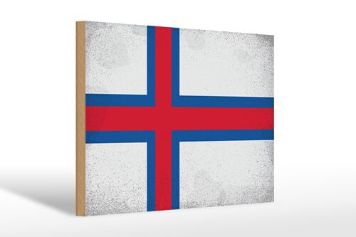 Holzschild Flagge Färöer 30x20cm Flag Faroe Islands Vintage