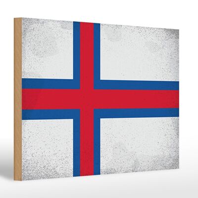 Holzschild Flagge Färöer 30x20cm Flag Faroe Islands Vintage