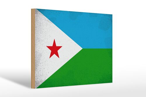 Holzschild Flagge Dschibuti 30x20cm Flag Djibouti Vintage