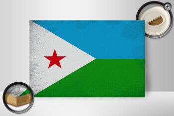 Panneau en bois drapeau Djibouti 30x20cm Drapeau Djibouti vintage 2