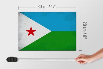 Panneau en bois drapeau Djibouti 30x20cm Drapeau Djibouti vintage 4