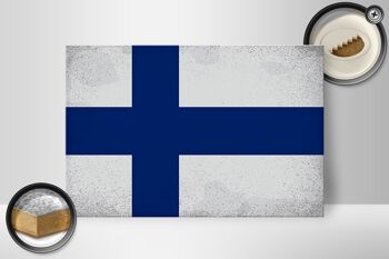 Panneau en bois drapeau Finlande 30x20cm Drapeau de Finlande Vintage 2
